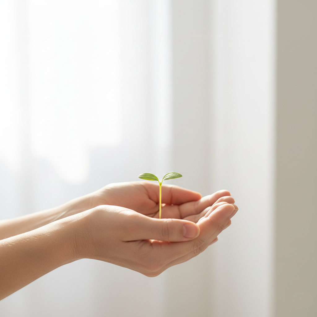 Manos sosteniendo una planta