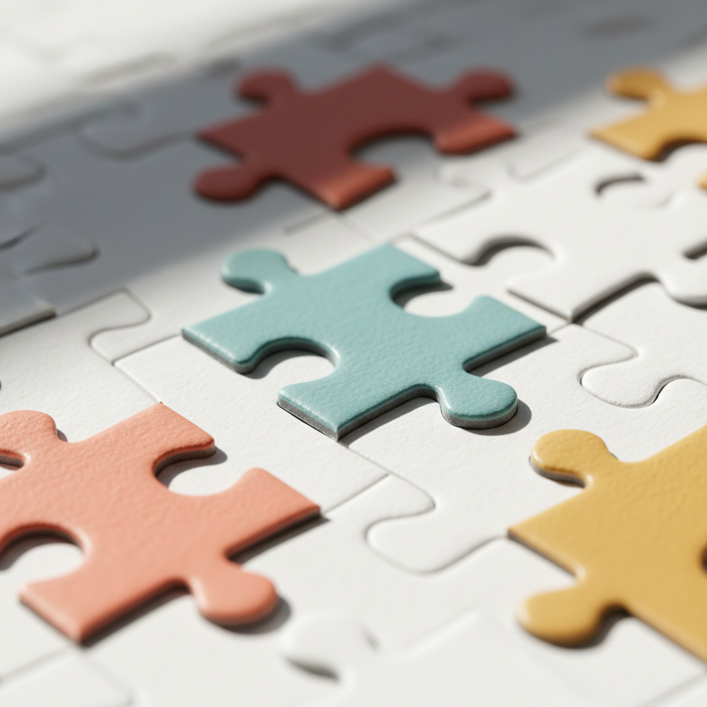 Piezas de rompecabezas en colores pastel en primer plano